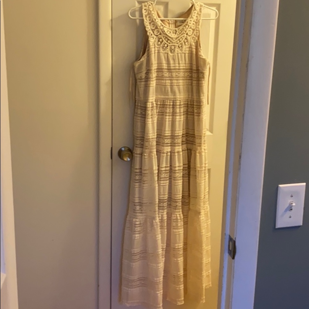 Off white lace tiered maxi dress